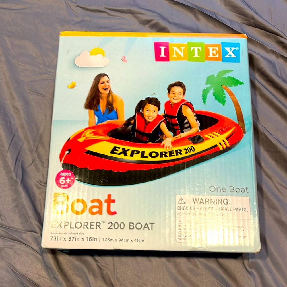 This is a big inflatable boat for kid that fits two comfortably.
